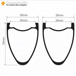[Ultralight] 390g 700C 50x36mm Symmetric Carbon Tubeless Gravel / CX Wheels Rim also for Beach Racers and their Demanding Sandy Terrain